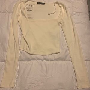 white cropped cut out long sleeve